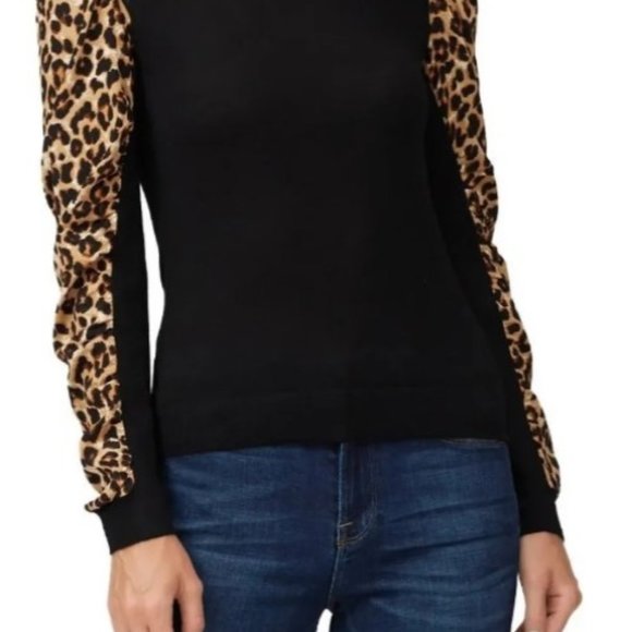 VERONICA BEARD LEOPARD SLEEVE SWEATER - Picture 3 of 5